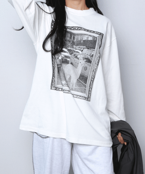 알파카 오버핏 긴팔 티셔츠