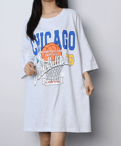 (커플티) 시카고 오버핏 반팔 티셔츠 빅사이즈 남녀공용