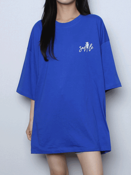 (커플티) 야자수 오버핏 반팔 티셔츠 빅사이즈 남녀공용