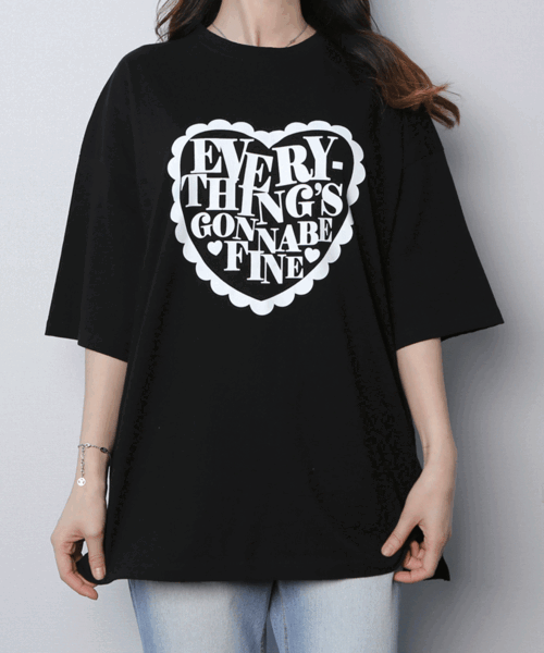 (1+1할인) 에브리 하트 오버핏 반팔 티셔츠
