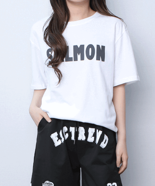 (1+1할인 박스티) 살몬 오버핏 반팔 티셔츠
